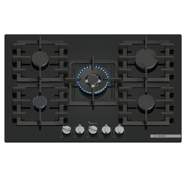 Варильна поверхня Bosch газова на склі, 75см, чавун, чорний