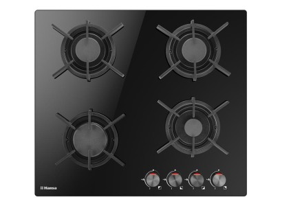 Варильна поверхня Hansa газова на склі, 60см, чавун, чорний