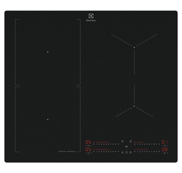 Варильна поверхня Electrolux індукційна, 60см, розширена зона, датчик кипіння, Hob2Hood, чорний матовий