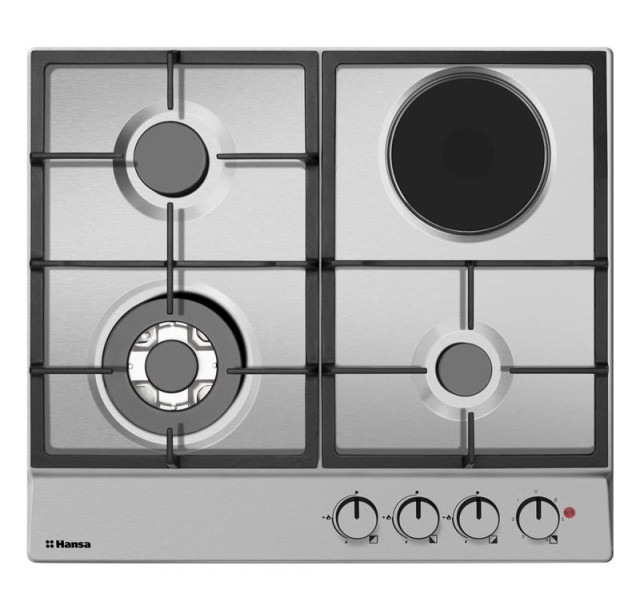 Варильна поверхня Hansa комбінована (3 газ + 1 електро), 60см, нержавіюча сталь