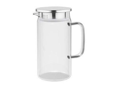 Глечик з кришкою Ardesto 1200мл, боросилікатне скло, нержавіюча сталь, прозорий
