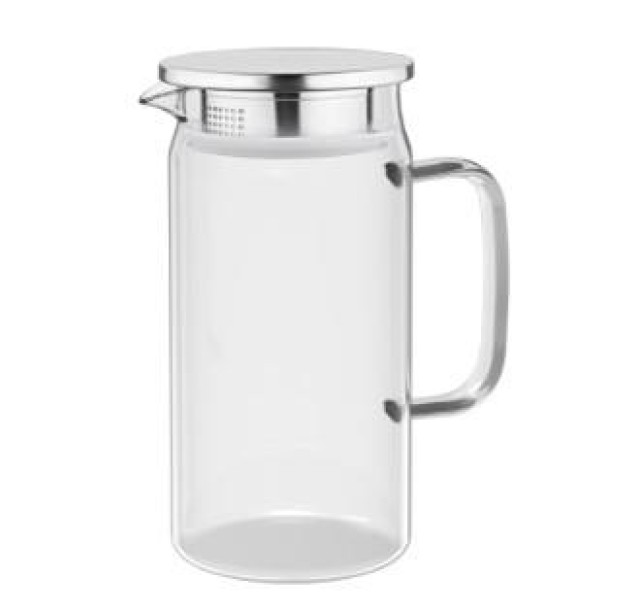 Глечик з кришкою Ardesto 1200мл, боросилікатне скло, нержавіюча сталь, прозорий