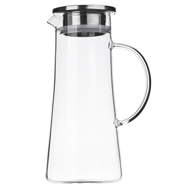 Глечик з кришкою Ardesto 1400мл, боросилікатне скло, нержавіюча сталь, прозорий