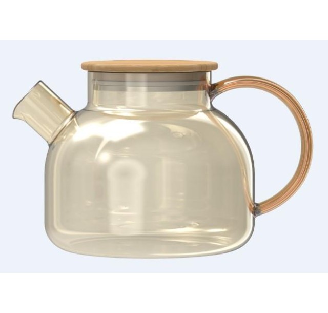 Заварник Ardesto Golden Moon 1000мл, боросилікатне скло, бамбук, золотистий