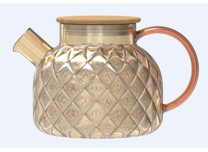 Заварник Ardesto Golden Moon Diamond 1000мл, боросилікатне скло, бамбук, золотистий