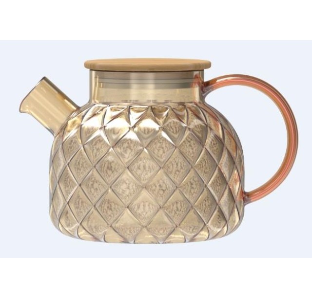 Заварник Ardesto Golden Moon Diamond 1000мл, боросилікатне скло, бамбук, золотистий