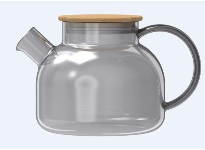 Заварник Ardesto Graphite 1000мл, боросилікатне скло, бамбук, cірий