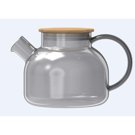 Заварник Ardesto Graphite 1000мл, боросилікатне скло, бамбук, cірий