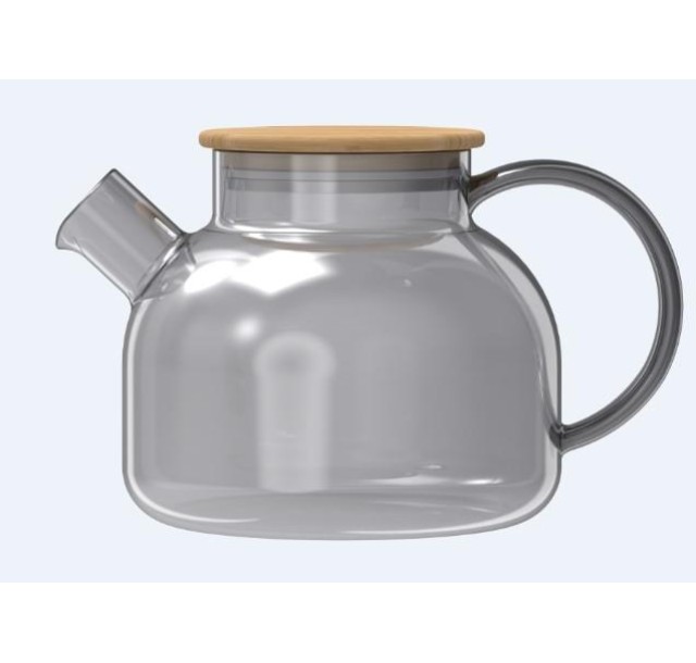 Заварник Ardesto Graphite 1000мл, боросилікатне скло, бамбук, cірий