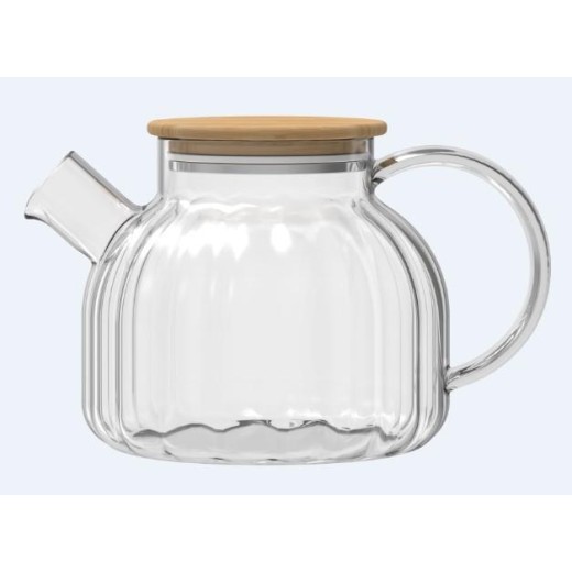 Заварник Ardesto Iceberg 1000мл, боросилікатне скло, бамбук, прозорий