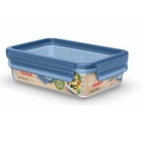 Контейнер Tefal Master Seal Eco 0,8л, прямокутний, пластик, прозорий, блакитний