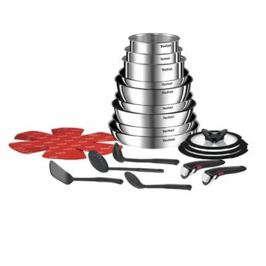 Набір посуду Tefal Ingenio Emotion, 22пр., нержавіюча сталь, скло, пластик, бакеліт, сріблястий