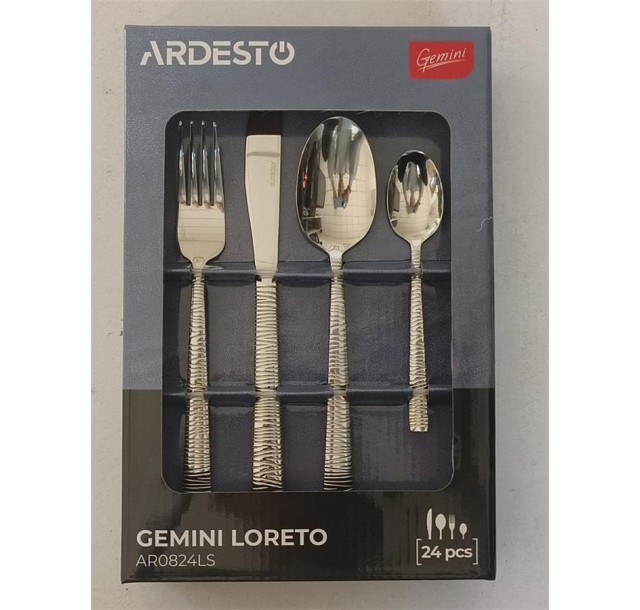 Набір столових приборів Ardesto Gemini Loreto, 24 прибори, нержавіюча сталь