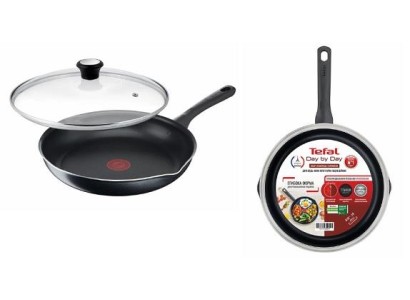 Сковорода з кришкою Tefal Day by Day, 20см, з кришкою, алюміній, бакеліт, скло, чорний
