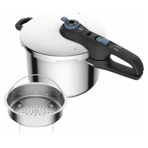 Скороварка Tefal Secure Trendy, 6л, з паровим кошиком, нержавіюча сталь, пластик