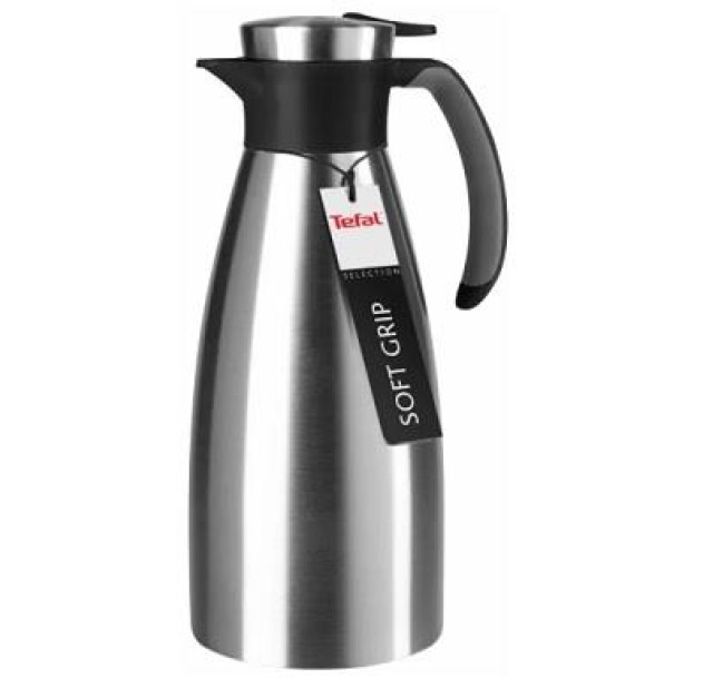 Термоглечик Tefal Soft Grip, 1.5л, нежавіюча сталь, пластик, чорний