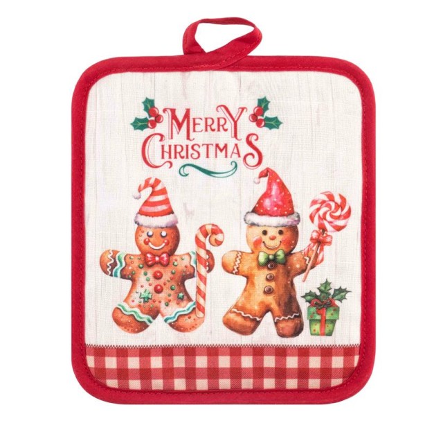 Прихватка Ardesto Christmas Gingerbread 18х20см, 100% поліестер (верх), 100% бавовна (низ), червоний