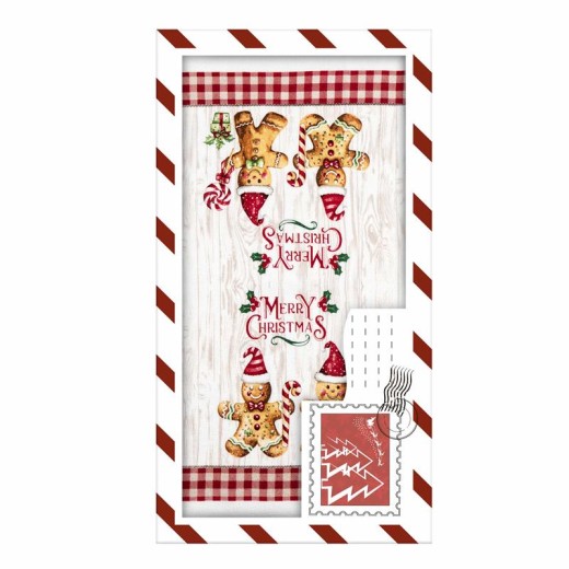 Подарунковий набір рушничків в коробці Ardesto Christmas Gingerbread 38х63см, 2шт, 100% бавовна, червоний