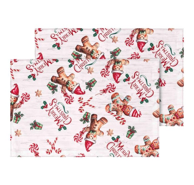 Набір серветок серв. Ardesto Christmas Gingerbread 30х45см, 2шт, 100% поліестер, червоний