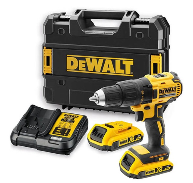 Дриль-шурупокрут DeWalt безщітковий XR Li-Ion 18В акб 2х2А·год 65Нм 500-1750об/хв патрон 13мм ЗП кейс 1.15кг