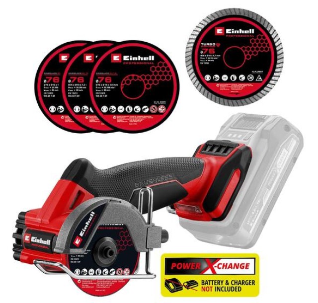 Шліфмашина відрізна акумуляторна Einhell Professional TP-CO 18/76-C Li BL - Solo безщіткова 16мм 18В 20000об/хв 0.67кг без АКБ та ЗП