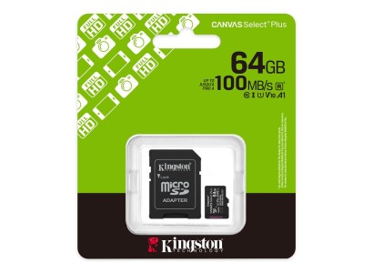 Карта пам'яті Kingston microSD   64GB C10 UHS-I A1 V10 R100MB/s + SD