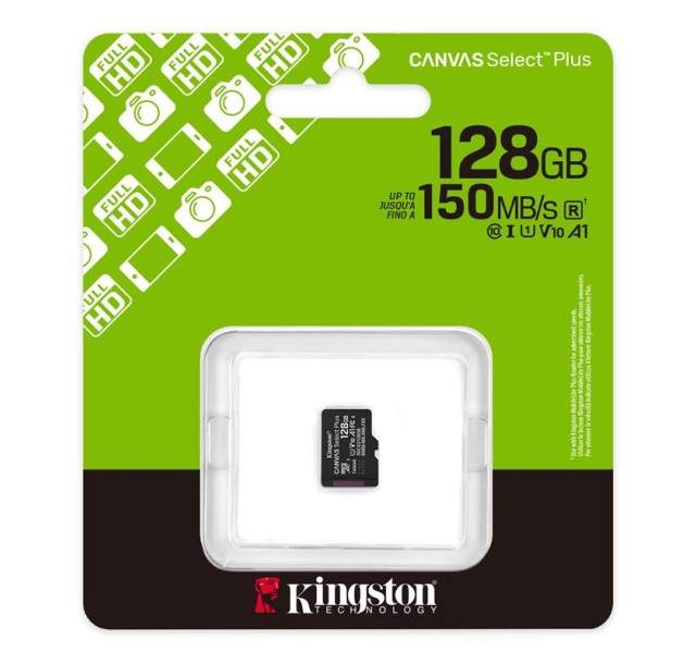 Карта пам'яті Kingston microSD  128GB C10 UHS-I A1 V10 R150MB/s