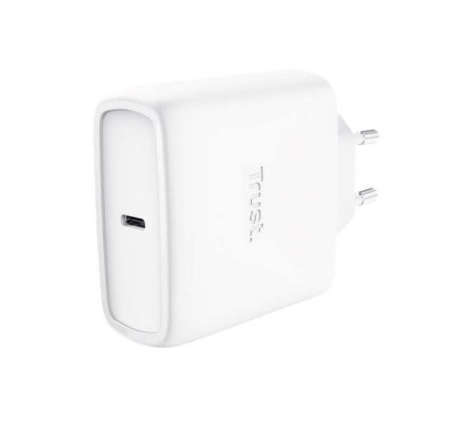 Зарядний пристрій мережевий Trust Maxo 65Вт, GaN, USB-C PD/PPS, білий