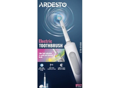 Щітка зубна електр. Ardesto, ETB-I114W, 10т. колив/хв, насадок-3, IPX7, білий